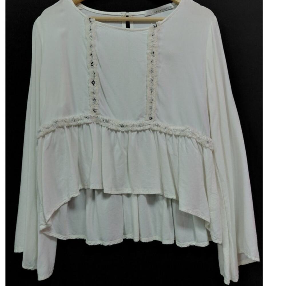 STILLWATER White Peasant Top Women Long Sleeve See Measurementss